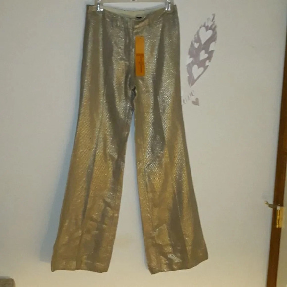 NEW Tory Burch Gold Basketweave Pant 2 - Picture 4 of 8